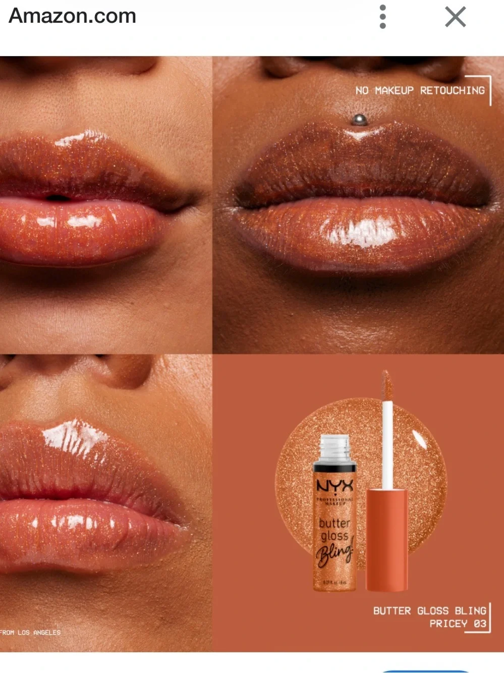 Butter Gloss Bling Pricey Warm Copper ginger orange NYX limited edition glitter